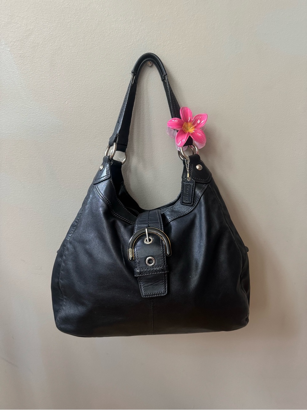 Coach Soho Lynn Hobo Bag Black Leather #17092 Buckle Shoulder Purse 2011